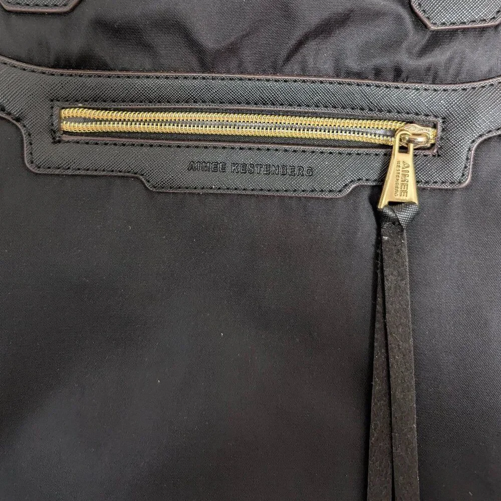 Aimee Kestenberg | Black Nylon Travel Tote Bag with Gold Hardware